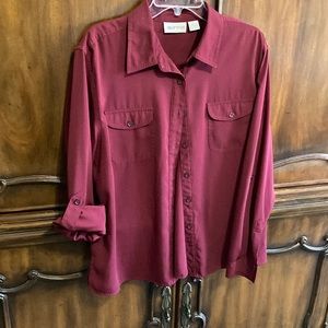 Apparenza long sleeve with option I took up sleeve button front blouse Size XL